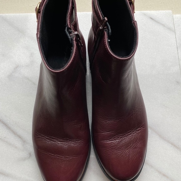 Zara Girl’s Leather Burgundy short Booties - Picture 3 of 7